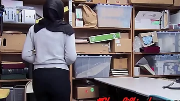 Arab teen shoplifer sucking cock and getting cum facial