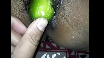Desi wife eating cucumber
