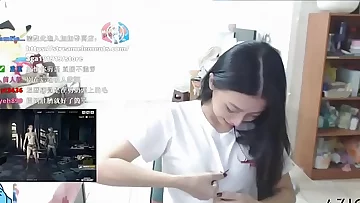 Twitch streamer japanese shining perfect shape boobs in an exciting way