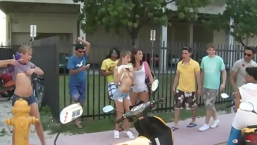 COLLEGE RULES - Young Students On Spring Break, Procurement Naked In Public